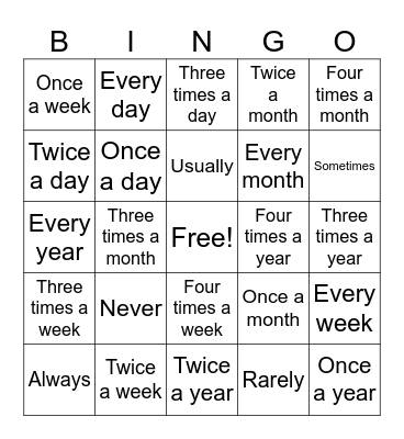 How often ? Bingo Card