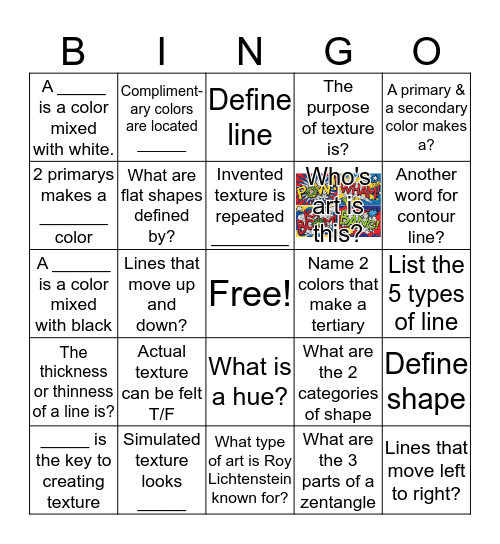 Art Bingo Card