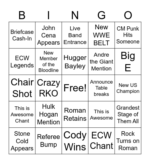 WM 30 Night 2 Bingo Card