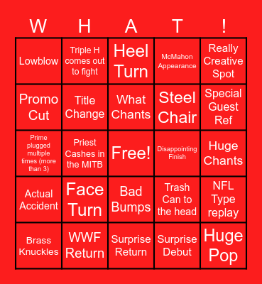 Wrestlemania Night 2 Biongo Bingo Card