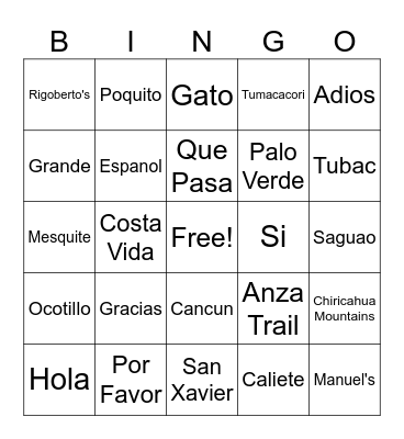 Cinco de Mayo BINGO Card