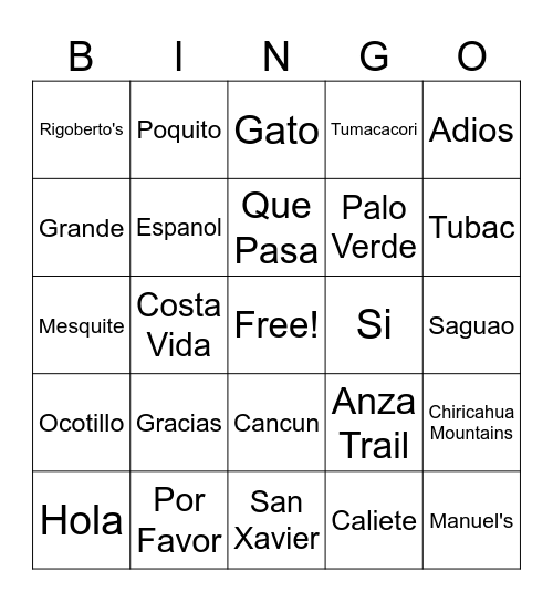 Cinco de Mayo BINGO Card