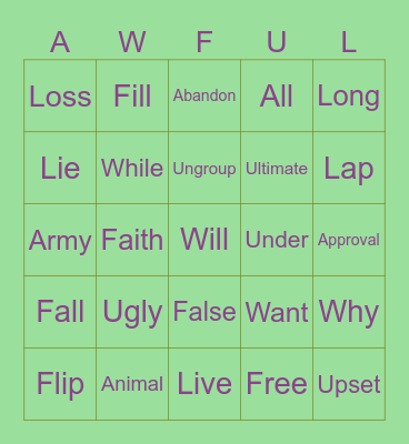 A-W-F-U-L Bingo Card