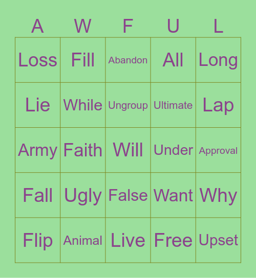 A-W-F-U-L Bingo Card