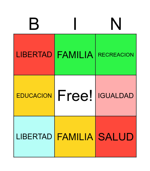 DERECHOS HUMANOS Bingo Card