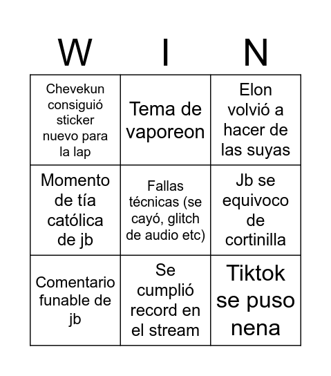 Bingo podcast Bingo Card