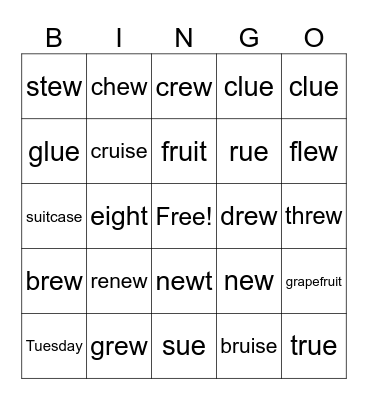 Lesson 91 Bingo Card