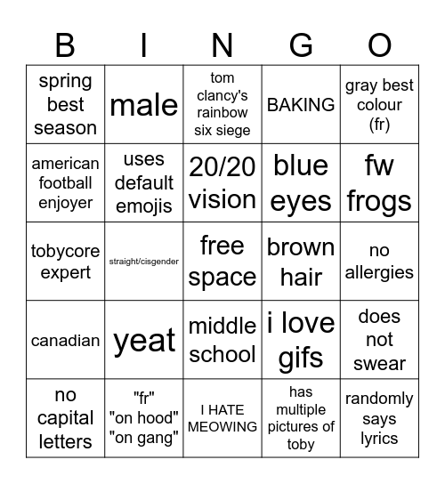 cheeshy bingo Card