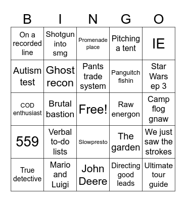 Mario and Luigi Lore Bingo Card
