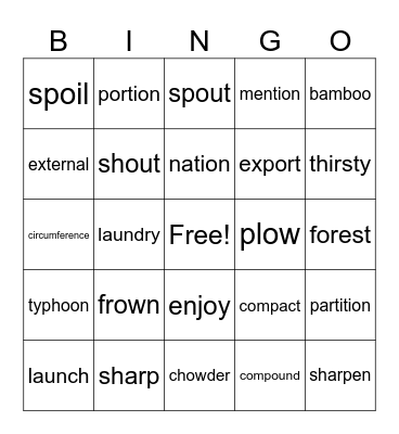 Bingo with special vowels Bingo Card