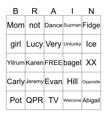 Brain Bingo! Bingo Card