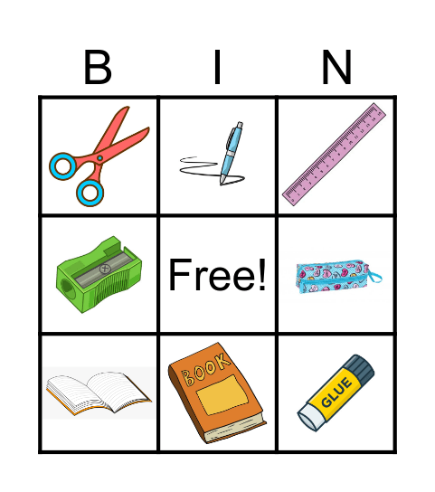 SCHOOL OBJECTS BINGO Card