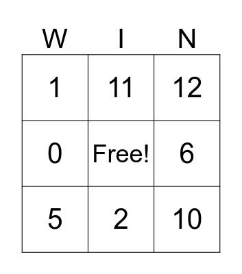 Week 4 Maths Recess Play Bingo Card