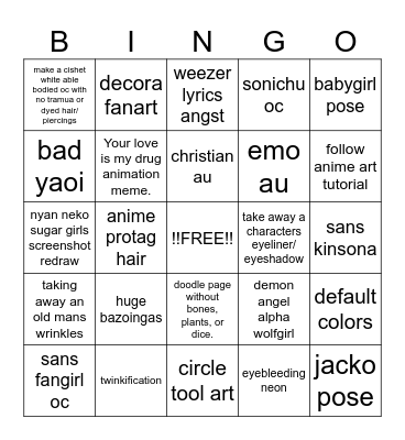 Ray's art torture bingo Card