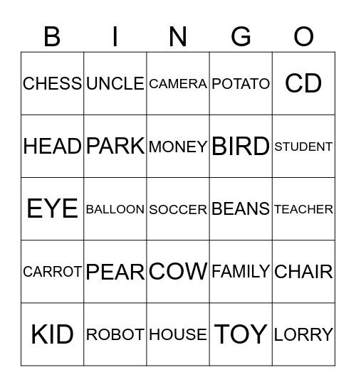 CELIB KIDS Bingo Card