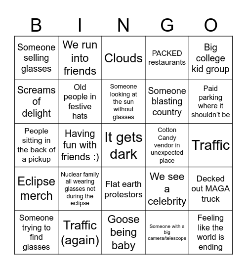 Eclipse Bingo Card