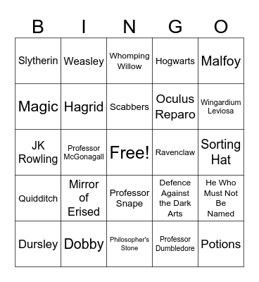 Mrs B's Harry Potter Bingo Card