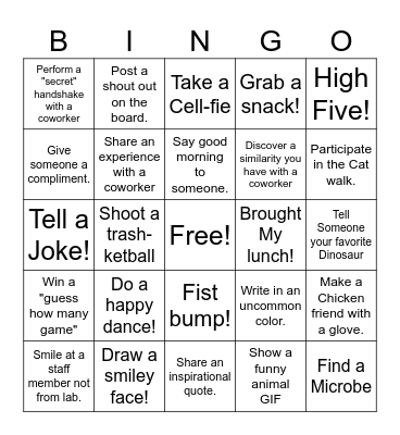 Happy Friday Lab Week #5 Bingo Card