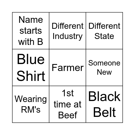 Beef Bingo Card