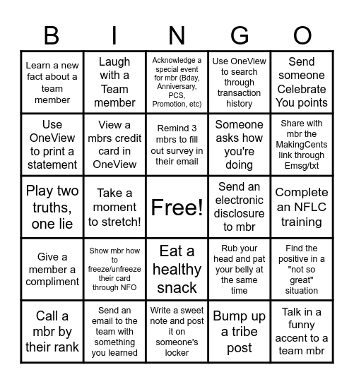 April Bingo Card