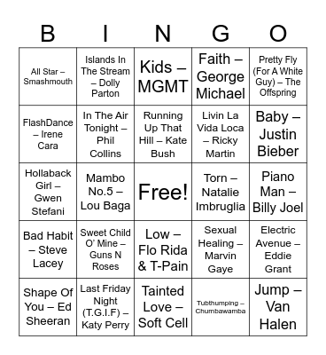 Music Through The Ages Bingo Card
