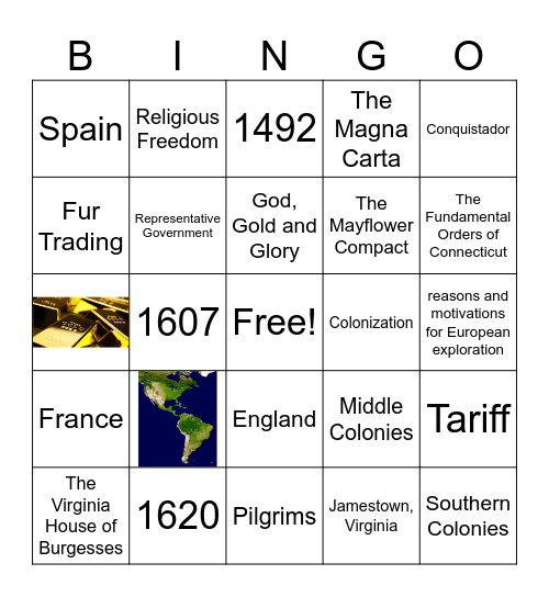 Exploration and Colonization Bingo Card
