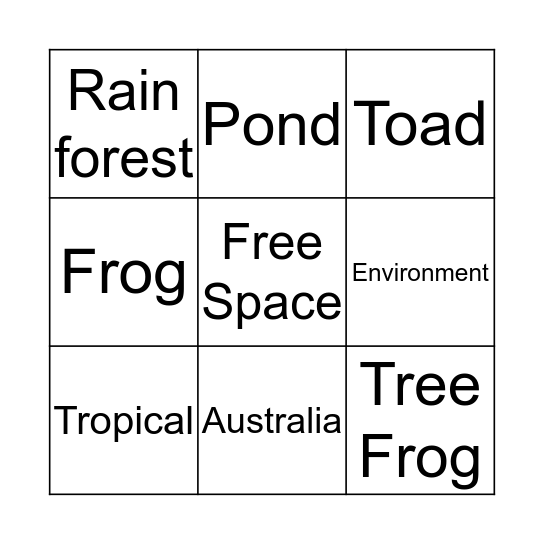 Frog and Toad  Bingo Card