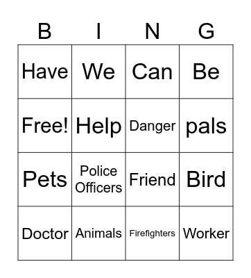 Lesson 3 unit 8 Bingo Card