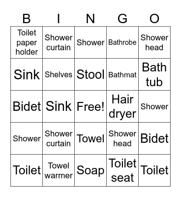 Bathroom bingo Card