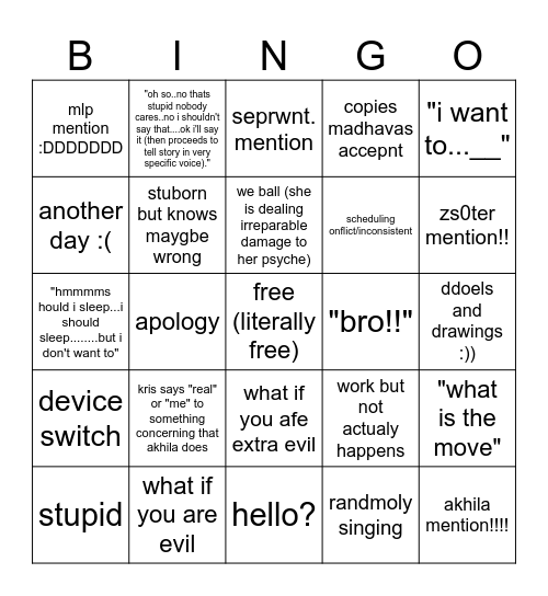kris bingobon Bingo Card