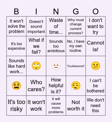 Barriers To Change Bingo Card