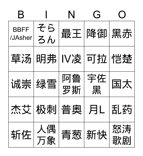 My Couple Bingo Card