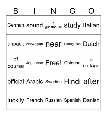 Chapter 13 Bingo Card