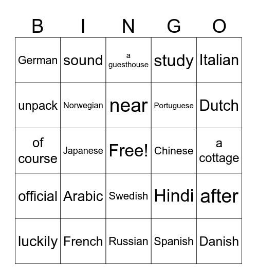 Chapter 13 Bingo Card