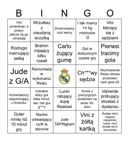 Real Madryt 2023/24 Bingo Card