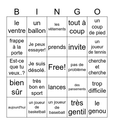 Salut mon ami! Bingo Card