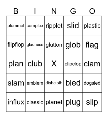 L-Blends Bingo! Bingo Card
