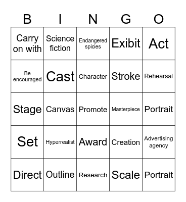 Entertainment bingo Card