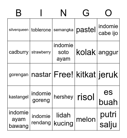 Punya Hamish. Bingo Card