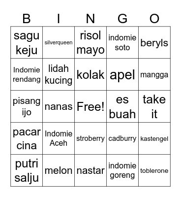 Punya Hyoseop Bingo Card