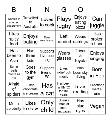 VATIS Away Day - Human Bingo Card