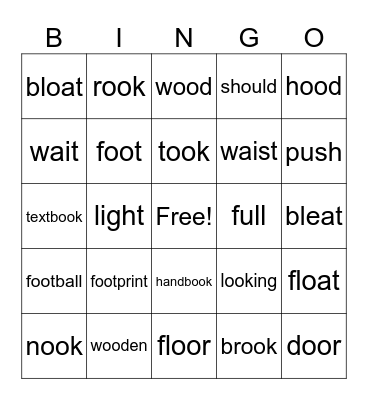 Lesson 89 ( OO = U) Bingo Card