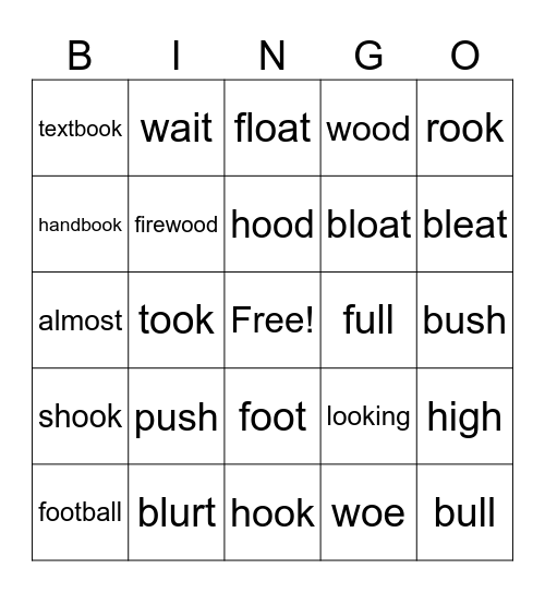 Lesson 89 ( OO = U) Bingo Card