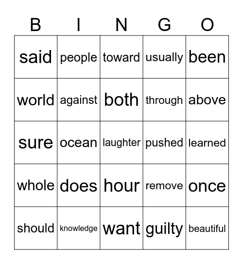 HFW Review Bingo Card