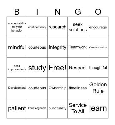 GREAT EXPECTATIONS Bingo Card