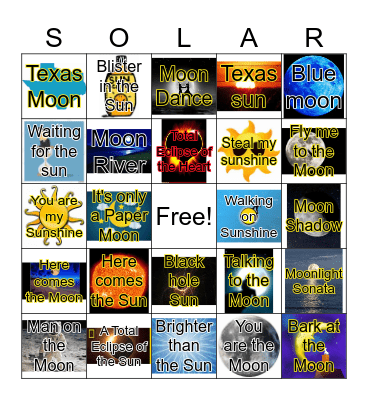 Solar Bingo Card