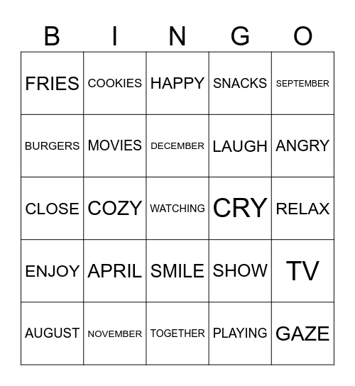 LISTENING Bingo Card