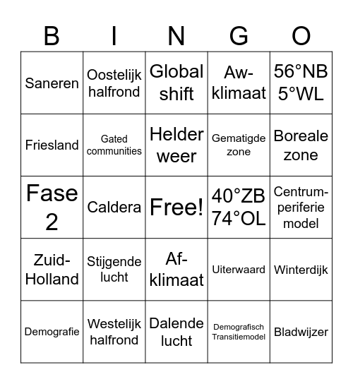 Eindexamen Bingo Card