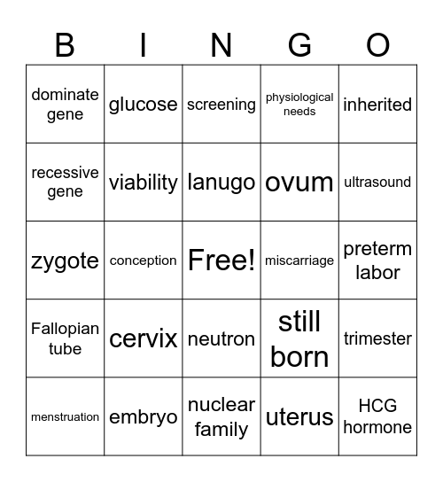 child development Bingo Card