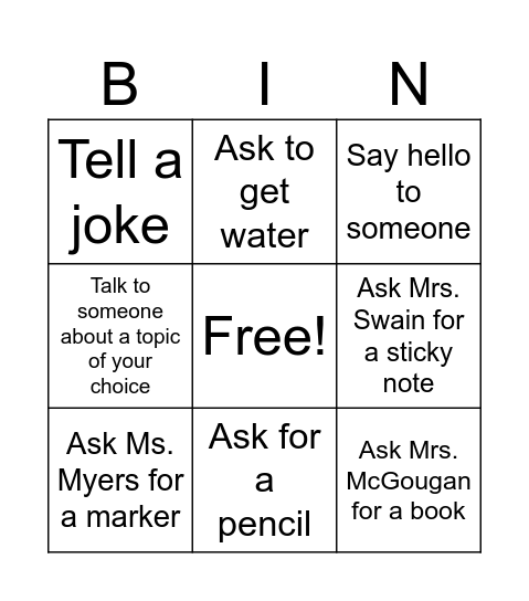 BINGO Card